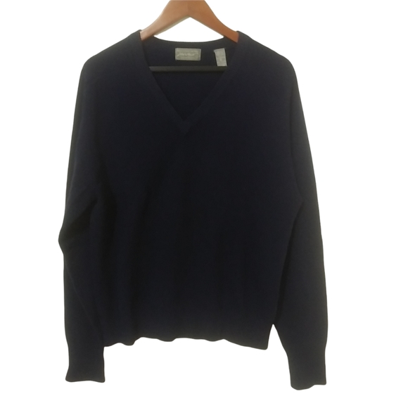 Lord & Taylor Sweaters - Lord & Taylor M Lambswool Pullover V-Neck Sweater in Dark Navy